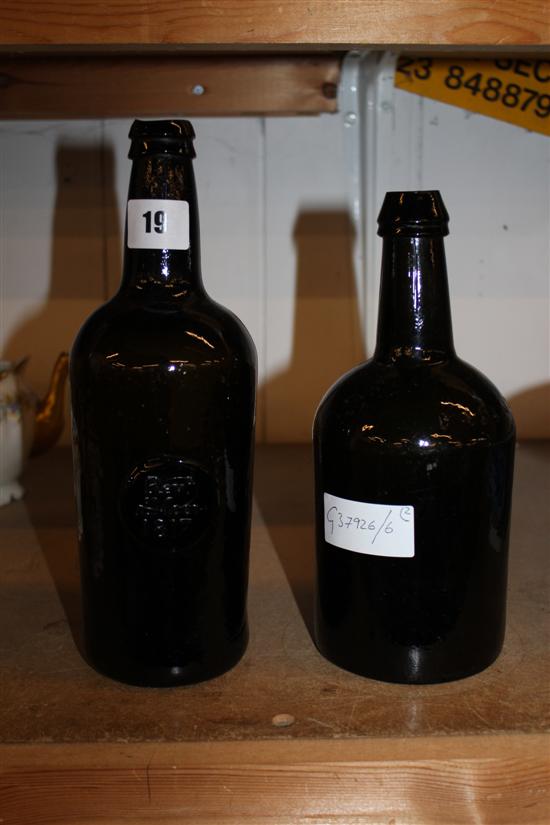 Two 19th Century glass wine bottles